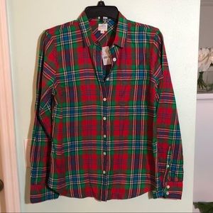 J Crew Perfect Fit Plaid Button Up NWT